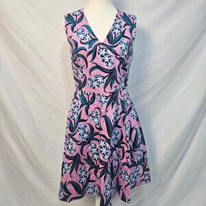 Draper James Pink Floral V-Neck Midi Dress
